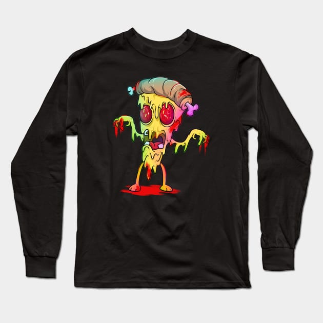 Cute Zombie Pizza Long Sleeve T-Shirt by Trendy Black Sheep